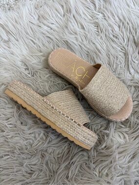 Beach by Matisse Del Mar Platform Raffia Jute Platform Sandals Size 8
